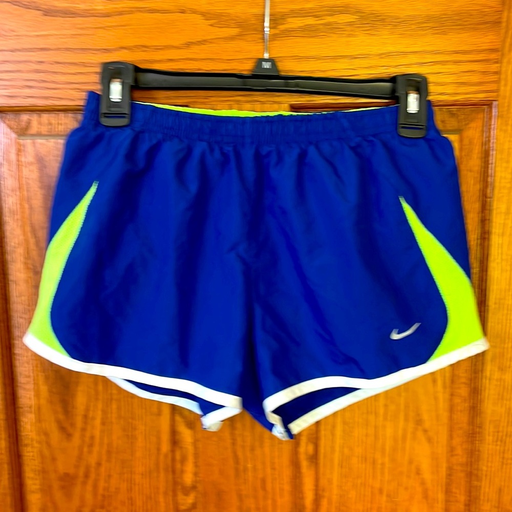 NIKE women S shorts running athletic BLUE green excellent